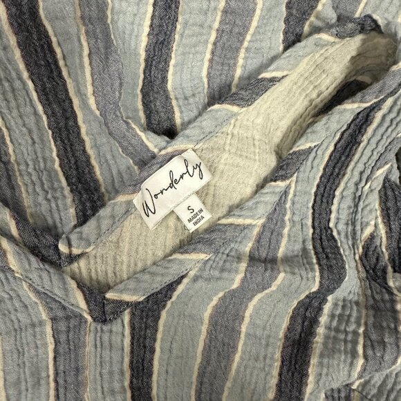 Wonderly V Neck Blue Striped Maxi Dress Size Small - Picture 3 of 5